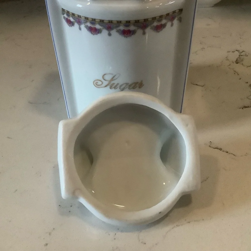 Vintage /antique porcelain ceramic white canister w/lid Sugar canister.Germany